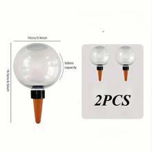 2pcs Automatic Watering Glass Balls, 17.5oz Indoor Plant Plastic Water Globes With Slow Release Top Fill Watering System, Watering Spike - Transparent - View 11