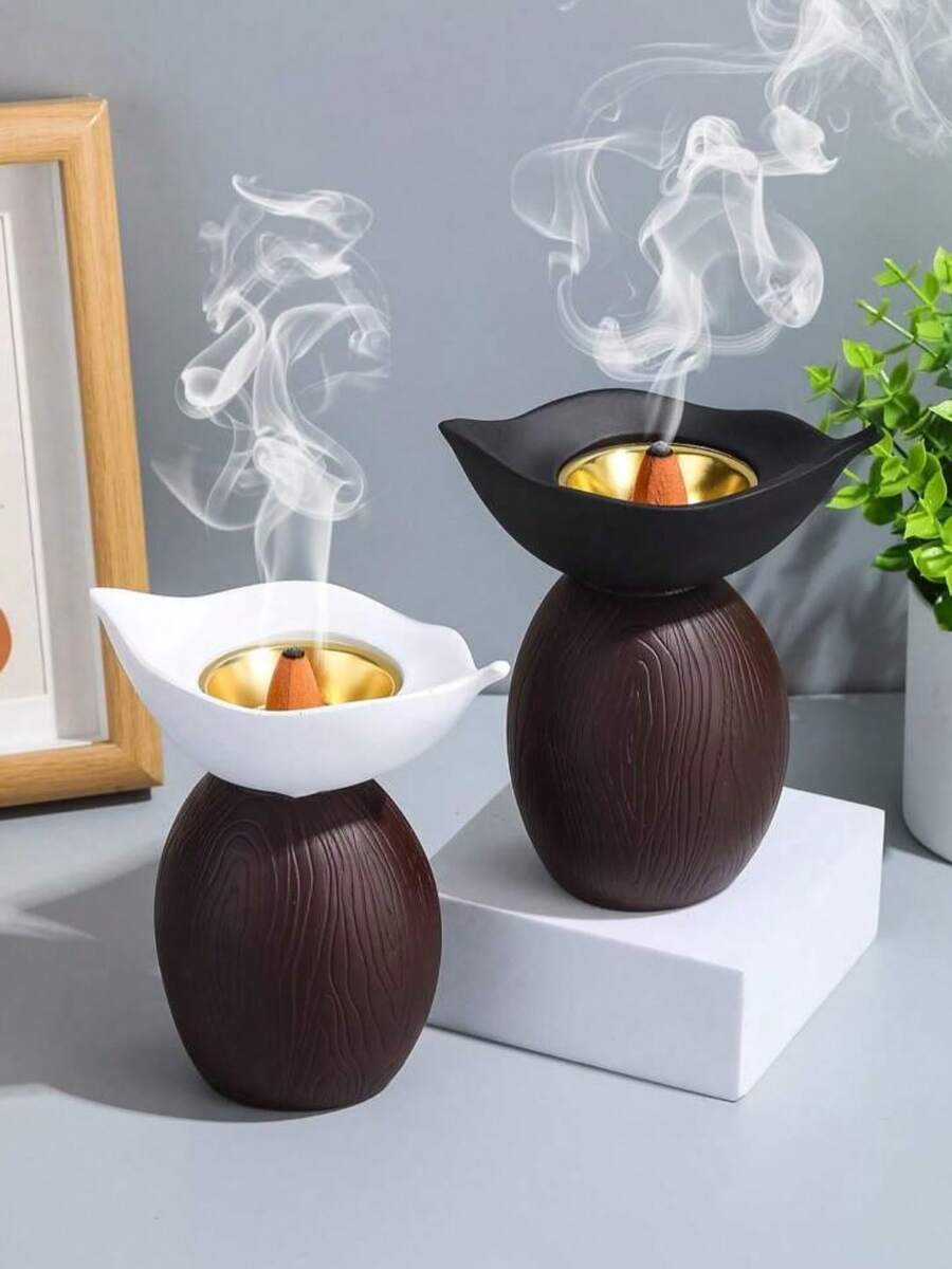 1 Lò đốt hương bằng nhựa hai tông màu (Đế vân gỗ & Viền đen) - Thiết kế tối giản hiện đại, lý tưởng cho phòng khách, văn phòng tại nhà, tạo thêm vẻ trang nhã, thư thái cho không gian trang trí nhà hiện đại và góc xông hương. Có thể dùng để trang trí và xông hương trong nhà, văn phòng, lễ hội và các không gian yoga. - nhiều màu - Xem 1