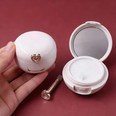 1/2pcs Refillable Travel Lip Balm Container With Silicone Lip Brush And Mirror, Empty Makeup Jar Suitable For Samples, Creams, Lotions