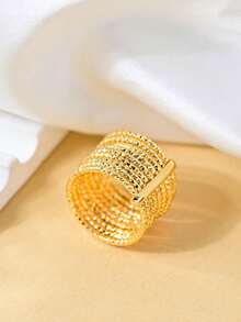 1 chiếc nhẫn đồng mạ vàng 18K hình 9 vòng, thiết kế thời trang, phù hợp để đeo hàng ngày, dự tiệc, tiệc chiêu đãi hoặc làm quà tặng. - Thời trang - Xem 4