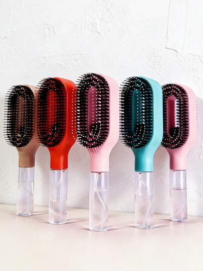 2-In-1 Spray Brush, Transparent White, Spray Brush With Built-In Water Tank, Soft And Flexible Bristles, Wet And Dry Styling Spray Brush, Suitable For Curly, Straight And Wavy Hair, Moisturizing Hair Brush, Curling Brush, Women Hair Brush, Hairstyling, Travel, Hairstyling Products, Hairstyling Tools, Hair Accessories, Hairstylist, Hair Salon, Hairstyling Equipment