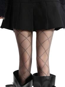 1 Paar Damen Silberfaden Kreuz-Muster Strumpfhose, super dünne, leiternfreie Schlankheits-Leggings für Frühling und Herbst, modische enge Hose für stilvolle Outfits - Verschiedenfarbig - Übersicht 11