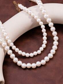 1 Bộ dây chuyền ngọc trai nhiều lớp tối giản, thanh lịch, đa năng - ngọc trai - Xem 2