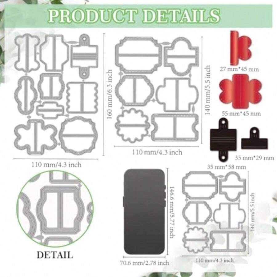 MAYJOYDIY - Troqueles de corte de metal con lazo de flores y lazos de corazón plantillas de corte retro de cinta de encaje para manualidades álbumes de recortes papel decorativo para hacer tarjetas - Soportes para pestañas plegables - Ver 1
