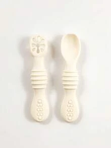 2 piezas Cucharas de alimentación de silicona para bebé, cucharas suaves para puré de frutas, portátiles y suaves para la autoalimentación del bebé - Multicolor - Ver 16
