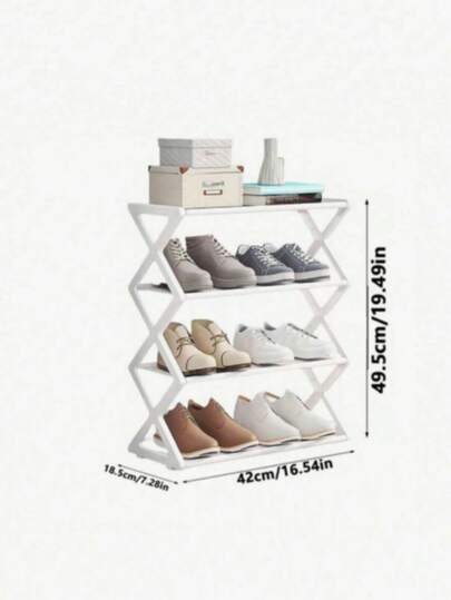 1 Stück 4-stöckiges Kunststoff Schuhregal - Einfacher Zusammenbau Schuhorganizer Regal für Eingangsbereich, Schlafzimmer, Wohnzimmer - Für Zuhause & Wohnheim, Ramadan Eid Geschenk