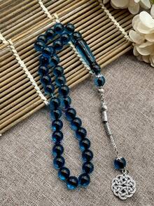 1 pièce Bracelet de chapelet unisexe à 33/45 perles, convient aux couples, décoration décontractée, grains de prière musulmans, couleur unie, élégant - Multicolore - Voir 2