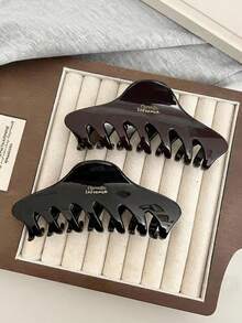 2个/1个 女士 4.44英寸/11.3厘米 黑色/棕色 新月形大号轻便塑料发夹，时尚百搭高端优雅简约纯色发爪，适合日常外出、休闲、派对、通勤、度假、扎马尾辫、盘发、洗脸、化妆、搭配服装的配饰度假发爪夹 - 彩色 - 查看 1