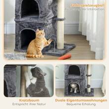 Cat Scratching Post, Cat Tower, 2 Caves, Platform, Sisal Posts, Compact, Dark Gray - Dark Grey - View 5