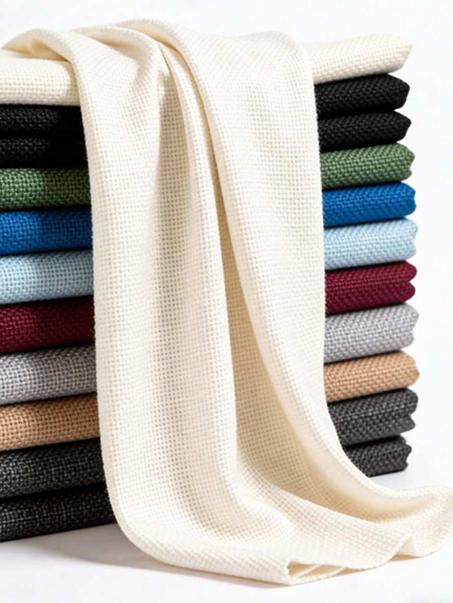 1 pieza de tela de poliéster con textura similar al lino, material de bricolaje para bolsos, zapatos, ropa, estilo de lino - Multicolor - Ver 1