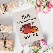 1张可爱“最佳茶饮”双关语妈妈贺卡（含信封） - “妈妈，你永远是我的最佳茶饮”俏皮话，完美适用于妈妈/母亲节/生日，趣味贺卡 - 彩色 - 查看 4