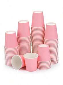 100 pièces Gobelets en papier rose de 9oz/270ml, convient pour les anniversaires, les rassemblements familiaux, les pique-niques, la décoration de fête - Rose bonbon - Voir 7
