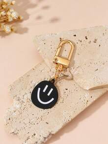 1pc Unisex Alloy Smiling Face Keychain Pendant, Cute Charm Keyring Accessory For Couples & Bags - Multicolor - View 5