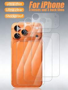 六合一水凝胶膜，3片屏幕保护膜+3片摄像头镜头保护膜，超清超薄设计，自修复防刮，裸机般触感，不伤屏幕，柔软曲面边缘玻璃纤维高清保护膜，适合节日、生日、馈赠亲友、手机配件，兼容 17 Pro/17 Pro Max及其他机型，屏幕保护必备，适用于日常防护、办公、居家使用，防水防震防摔。 - 無色 - 查看 9