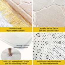 1pc Flannel Embossed Thick & Soft Cushion, Non-Slip & Easy To Clean, With Tassels, Foldable - Red - View 5