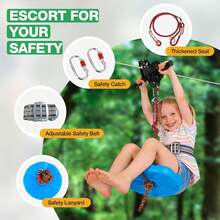 GCCSJ Zipline Kits For Backyard,Outdoor PlaygroundZipline For Backyard Kids And Adults200FTUp To 400 Lbs - Upgraded Quick Tightening System,Removable Trolley,Height Adjustable Thickened Seat,Outdoor Kids Play Equipment,The Best Birthday Gift For A Child - 200FT - View 3