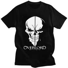 Custom Overlord Ainz Ooal Gown T Shirt For Men Tshirt Tee Short Sleeves Horror Skull T-Shirt - 黑色 - 查看 1