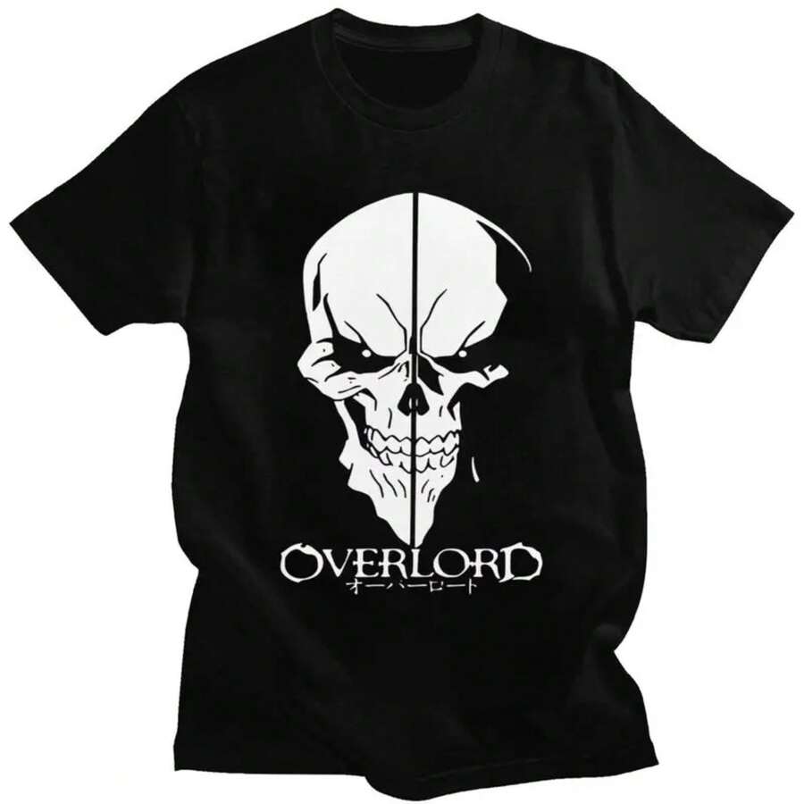 Custom Overlord Ainz Ooal Gown T Shirt For Men Tshirt Tee Short Sleeves Horror Skull T-Shirt - 黑色 - 查看 1
