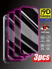 3片装紫色夜光防窥屏保护膜，智能感光夜灯，蓝宝石涂层防刮，防震，夜间易于定位且不反光。防指纹，9H硬度，防震，触感顺滑，完美贴合，兼容 11/12/13/14/15/16/17/17 Pro Max、16 Pro Max、15 Pro Max、14 Pro Max及其他系列。 - 紫色 - 查看 15