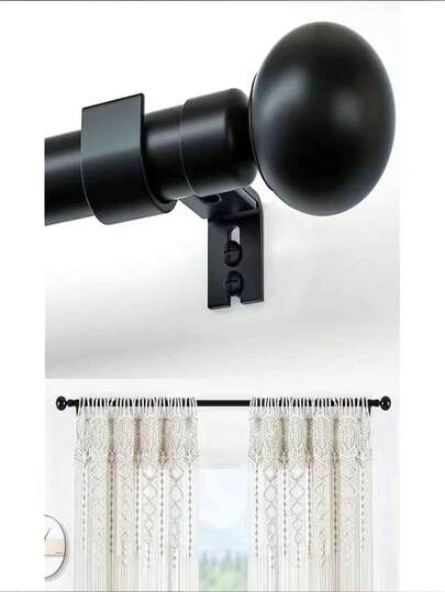 Zestaw czarnych drążków do zasłon 5/8 cala, odpowiedni na różne okazje, takie jak biuro, sypialnia, kuchnia, salon, drążek do zasłon okiennych, pasuje do różnych tkanin zasłonowych, z klasycznymi okrągłymi dekoracyjnymi zakończeniami, łatwy montaż, rozwiązanie zapewniające prywatność, nowoczesny wystrój, modny styl, trwały materiał, trwałe okucia, regulowany drążek, szyna do zasłon, najemcy, właściciele domów