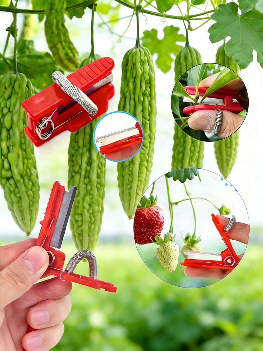 2pcs/1pc Multi-Functional Gardening Thumb Pruner, Sharp Blades, Trimming And Harvesting Tool, Fruit Cutting Knife, Finger Protection Ring, Collector, Ergonomic Handle, Non-Slip Grip, Durable Structure, Portable Finger Knife, Suitable For Tea Leaves, Herbs, Roses, Succulents - A - View 1