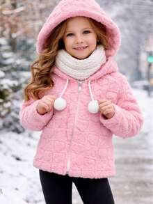 Very Warm Children's And Youth Teddy Coat With Hood - 淺粉色 - 查看 2