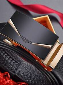 Men Automatic Buckle Leather Belt, Invisible Buckle Design For Business Pants - Multicolor - View 3