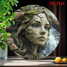 HELLOYOUNG Vintage Metal Tree Face Wall Art - 2D Flat Printed Retro Iron Wall Sign With 8 Inch Colorful Floral Design, Durable Indoor Outdo - TYA32221--20x20cm - 查看 4