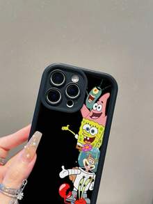 SpongeBob SquarePants 1 pieza Funda de teléfono a prueba de golpes con diseño pintado de la familia de Bob Esponja Pantalones Cuadrados, estilo creativo y lindo, compatible con Samsung/Apple 17/16/15/14/13/12/11 Pro Max/12 Pro/14 Plus y otros modelos - Multicolor - Ver 6
