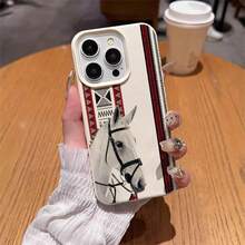 1 pieza Funda de teléfono con patrón elegante de caballo blanco de material TPU, compatible con iPhone 17 Pro Max/17/16 Pro Max/15/13/12/11, S20 FE/A15/S24/A55, compatible con Redmi Note 11/Note 12/Note 13 Pro, cubierta protectora suave antideslizante de cobertura completa - Blanco - Ver 4