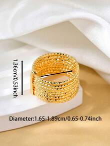 1 chiếc nhẫn đồng mạ vàng 18K hình 9 vòng, thiết kế thời trang, phù hợp để đeo hàng ngày, dự tiệc, tiệc chiêu đãi hoặc làm quà tặng. - Thời trang - Xem 3