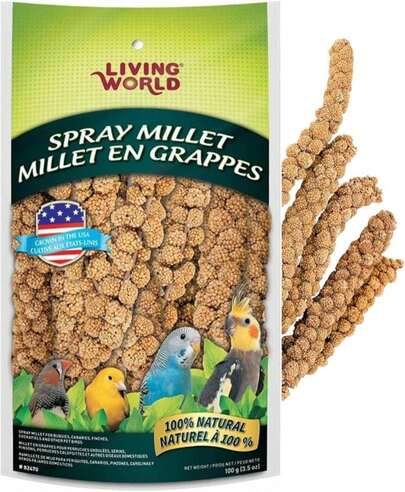 Living World - Millet Spray For Birds, 3.5 Oz \U2013 Premium Treat For Budgies, Canaries, Finches, Cockatiels And Other Pet Birds