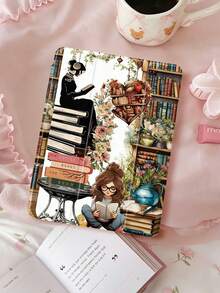 1pc Girl & Book Collage Pattern Tablet Protective Case, Compatible With 10.2" 2021/2020 10th/9th/8th Gen, (A16) 11" 11th Gen 2025, Galaxy Tab A8 10.5" 2022, Tablet Cover With Pencil Slot, Auto Sleep/Wake - Multicolor - View 3