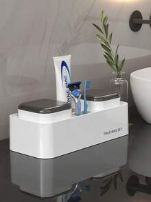 Wall Mounted Toothbrush Holder & Rinse Cup Set, Bathroom Electric Toothbrush & Toothpaste Storage Rack, No Drill Bathroom Electric Toothbrush & Rinse Cup Dental Cylinder Set - Multicolor - View 7