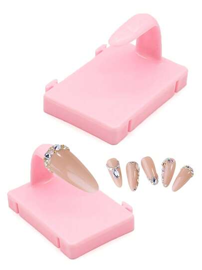 5个塑料假指甲片练习展示架，美甲训练架，指甲展示架，练习用假指甲，带底座，适用于假指甲设计，家庭DIY初学者沙龙用品