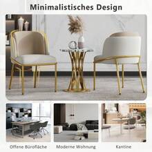 Dining Chairs - Beige + Metal & Wood - View 4