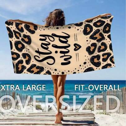 1条超柔软微纤维沙滩巾，适用于游泳池、露营、海滩、度假，可作为个性化礼物，吸水性强，速干，超大尺寸浴巾