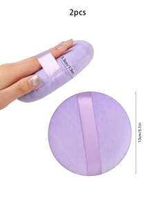 1/2pcs Velvet=Fixed Powder Large Washable Round Makeup Sponge, Used For Facial Cleansing, Makeup And Powder Release, Bath Powder - Multicolor - View 4