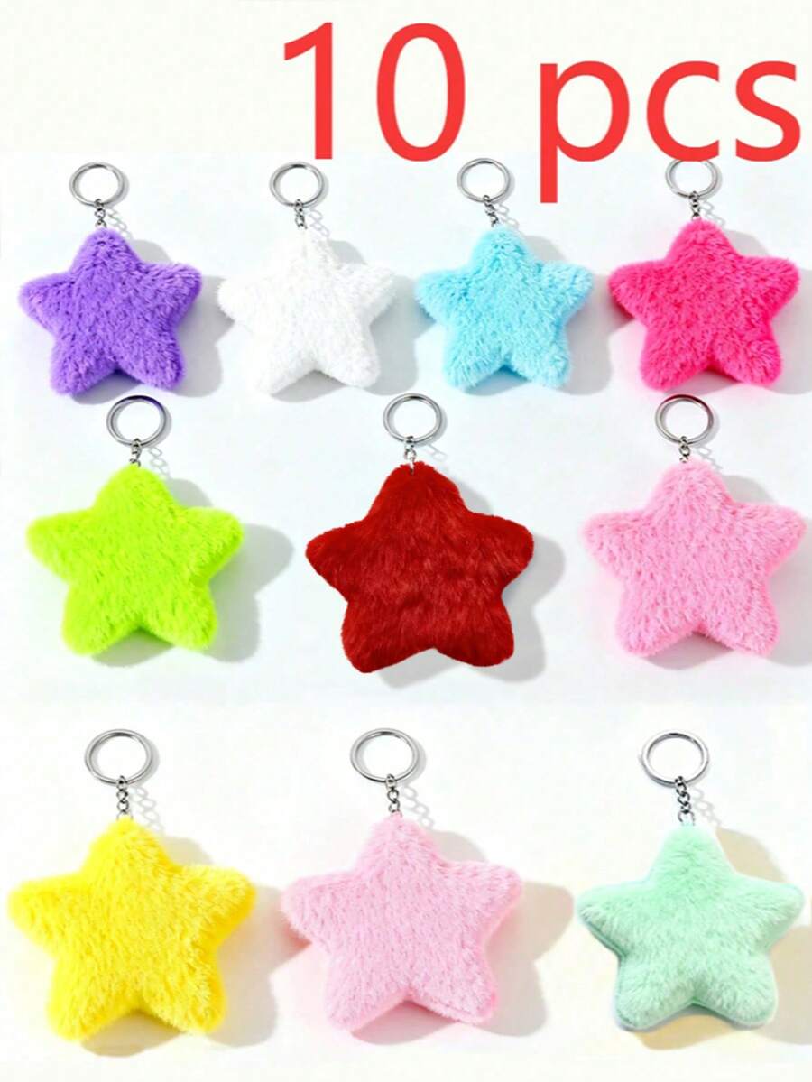 1pc, 10pcs Optional DIY Handmade Cute Pink Star Keychain, 1pc Keychain, Backpack, Bag Decor Pendant, Couple Star Keychain, Holiday Creative Gift, School, Gothic, Y2K, Halloween Accessory, Teacher's Day Bag Decor, Car Accessories Gifts For Mother, Father, Graduation, And Teacher - Multicolor - View 1