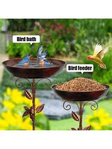 12-Inch Large Bird Bath With Garden Stand, Detachable Lightweight Bird Bath, Rust-Proof Cast Iron Bird Decorative Bird Bath, Suitable For Gardens, Courtyards, Lawns, Terraces, Gift For Bird Lovers - Bird Bath Tub - View 4