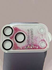 1pc Creative Liquid Glitter Camera Lens Protector Compatible With IPhone 17 Pro Max/17 Pro, Minimalist Personalized Lens Film, Colorful Dopamine Lens Membrane Applicable To Daily Shield, Office, Home Daily Shield Office Home Phone Camera Cover Sparkling Crystal Waterproof Shockproof Anti-Fall Scratch Resistant - Pink - View 12