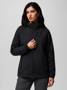 CZRLHYT Women's Outdoor Sports Urban Commuting Windproof Waterproof Hooded Jacket For Hiking And Trekking - Black - View 3
