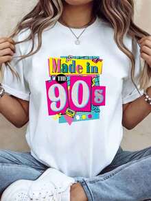 Made In The 90s Retro Vintage T-Shirt For Women 90s Themed Graphic Tee Unisex Casual Top Perfect For Birthday Parties And Nostalgic Events,220g - 白色 - 查看 2