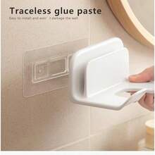 Hair Dryer Holder Adhesive With Comb Storage Holder, Wall Mounted Blow Dryer Organizer, No Drilling Hair Dryer Station With Plug & Cord Organizer For Bedroom Bathroom - White - Style 2 - View 4