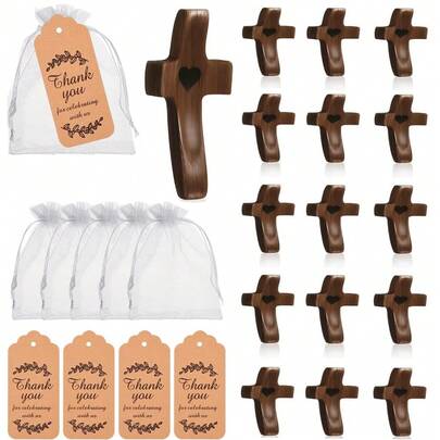 90 piezas de cruz de madera Fidget, regalo de aliento, alivio de la ansiedad, consuelo para agarrar, aferrarse y orar, regalo religioso para niños y adultos