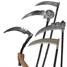 Halloween Grim Reaper Scythe Prop Set, Detachable Adjustable Skull Skeleton Plastic Fake Weapon, Cosplay Costume Accessory For Halloween Christmas New Year Party Role Play Stage Performance Photo Booth Gift For Adults Kids - Multicolor - View 7