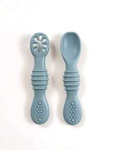 2 piezas Cucharas de alimentación de silicona para bebé, cucharas suaves para puré de frutas, portátiles y suaves para la autoalimentación del bebé - Multicolor - Ver 20