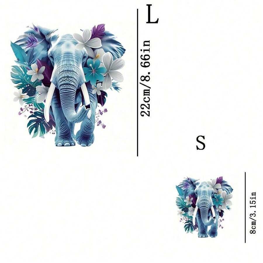 1pc/2pcs/3pcs Blue Elephant Pattern Suitable For T-Shirts, Hoodies, Pillows, Backpacks And Handbags, Ideal Holiday Gifts, Holiday Gift Items | Holiday Design | Printing - L+S - View 1
