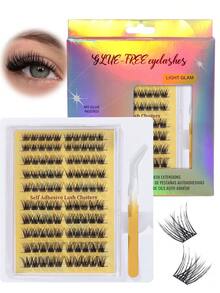 160/190/200pcs Cluster Eyelashes, Self-Adhesive Eyelash Tools, Individual Cluster Lashes, Mixed 8-16mm C Curl Eyelash Extension, Cluster Eyelashes, DIY Eyelash Extension At Home - Black - View 1