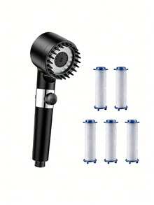 1/5pcs High Pressure Shower Head, Bathroom Essential With Water Purification Function, Portable Shower Head, Massage Spray, Stable Water Pressure, One-Key Control, Modern Aesthetic Design, Home Bathroom Decor, Autumn Decor, Bathroom Accessories Bathroom Accessories Bathroom Tools - Multicolor - View 3